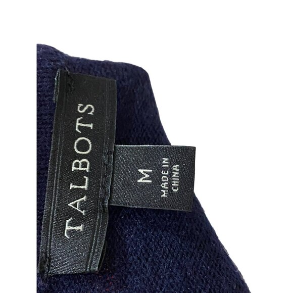 Talbots Womens Medium Holiday Wool Sweater With Santa & Tree Pattern - Picture 5 of 6